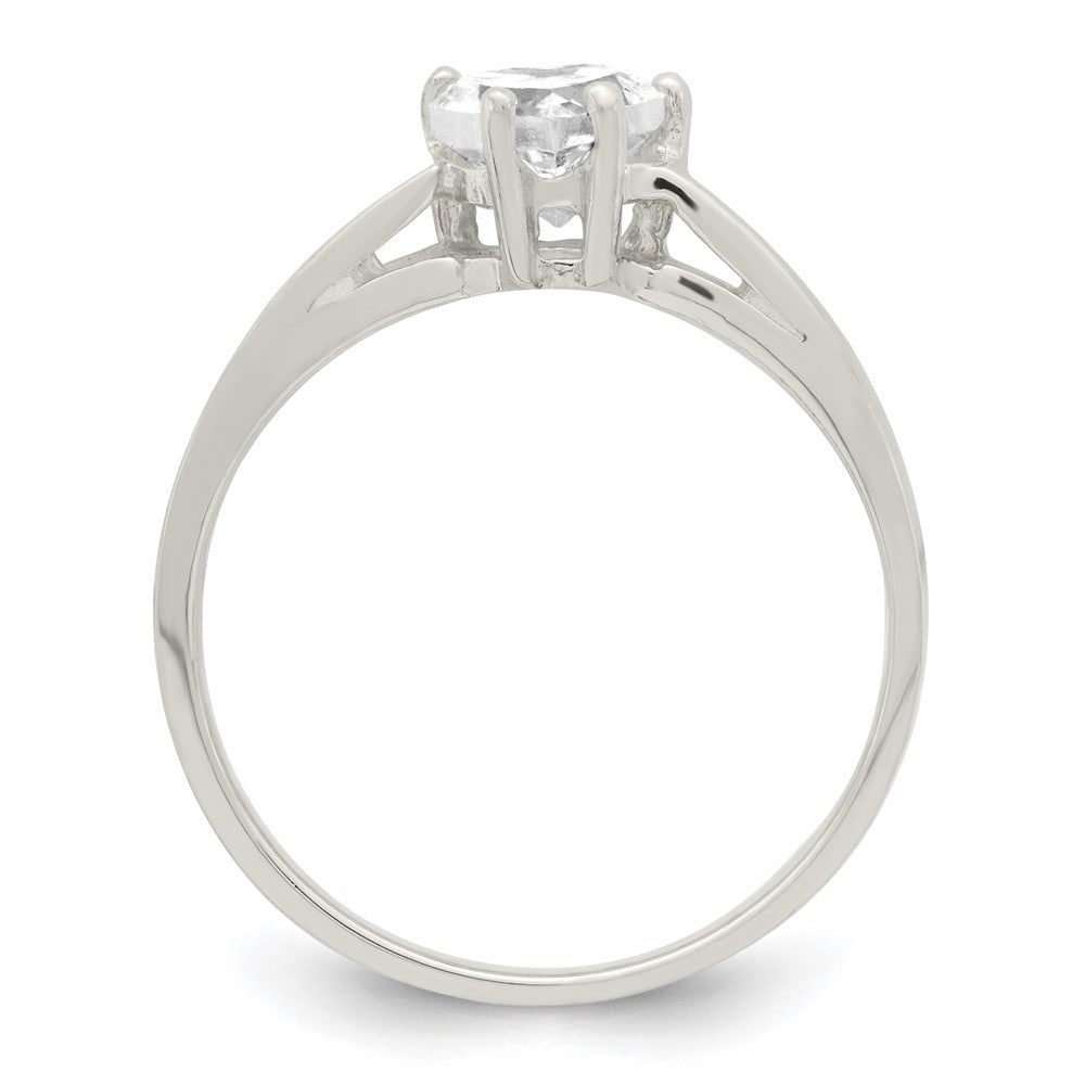 Sterling Silver Solitaire Heart Cz Ring
