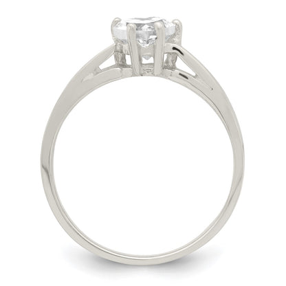 Sterling Silver Solitaire Heart Cz Ring