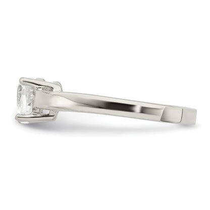 Sterling Silver Solitaire Heart Cz Ring