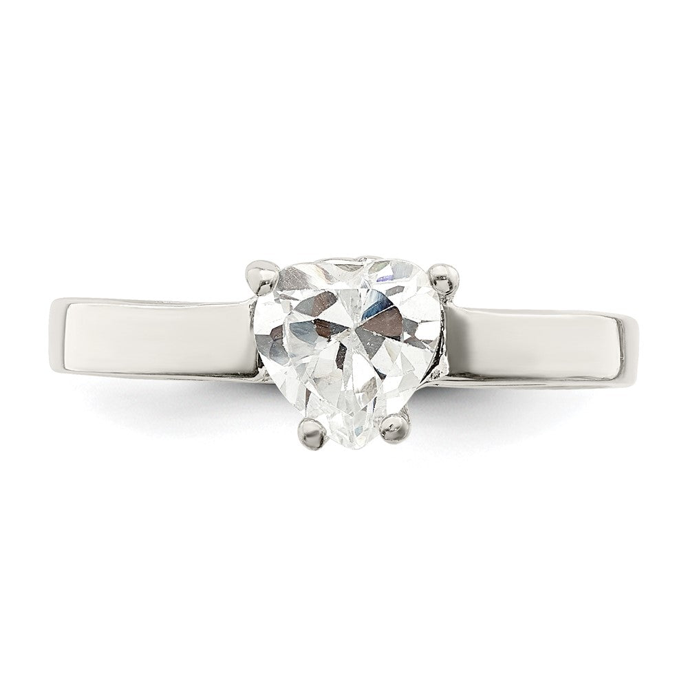 Sterling Silver Solitaire Heart Cz Ring