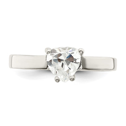 Sterling Silver Solitaire Heart Cz Ring