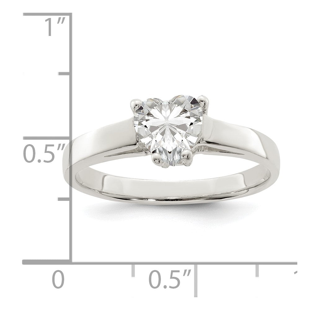 Sterling Silver Solitaire Heart Cz Ring