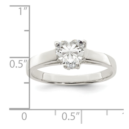 Sterling Silver Solitaire Heart Cz Ring