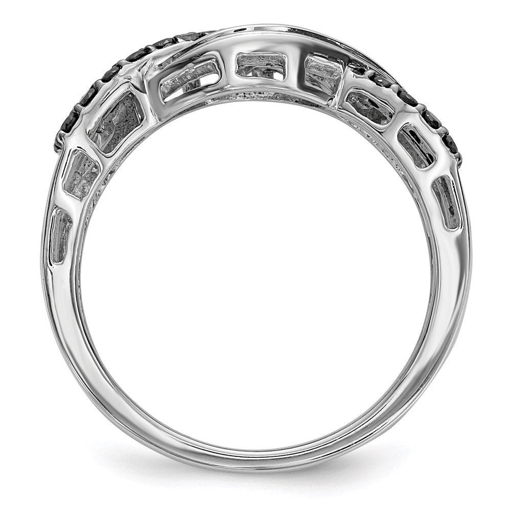 Sterling Silver Black And White Diamond Ring