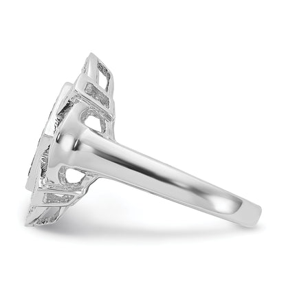 Sterling Silver Polished Black & White Diamond Ring (Size 6 Only)