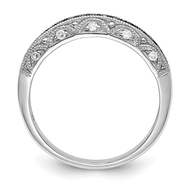 Sterling Silver White Night Rhodium Plated Black And Diamond Band