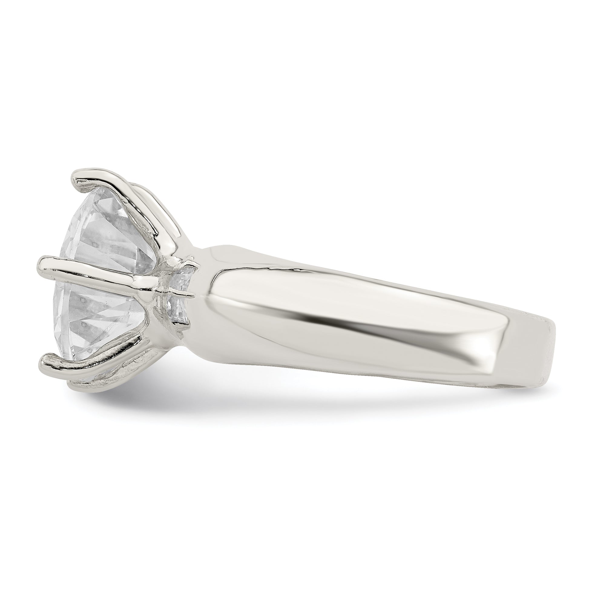 Sterling Silver Solitaire Round Cz Ring