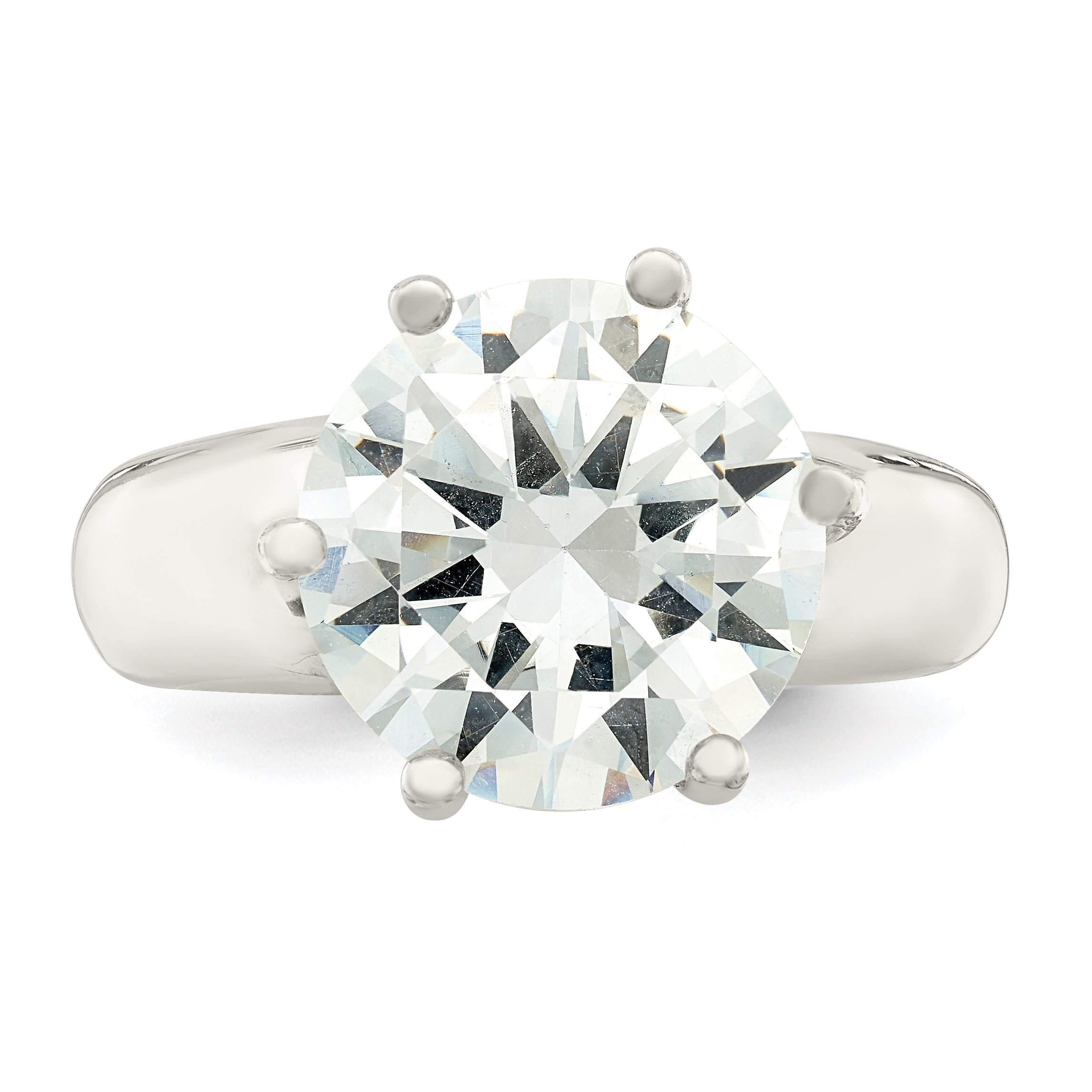 Sterling Silver Solitaire Round Cz Ring