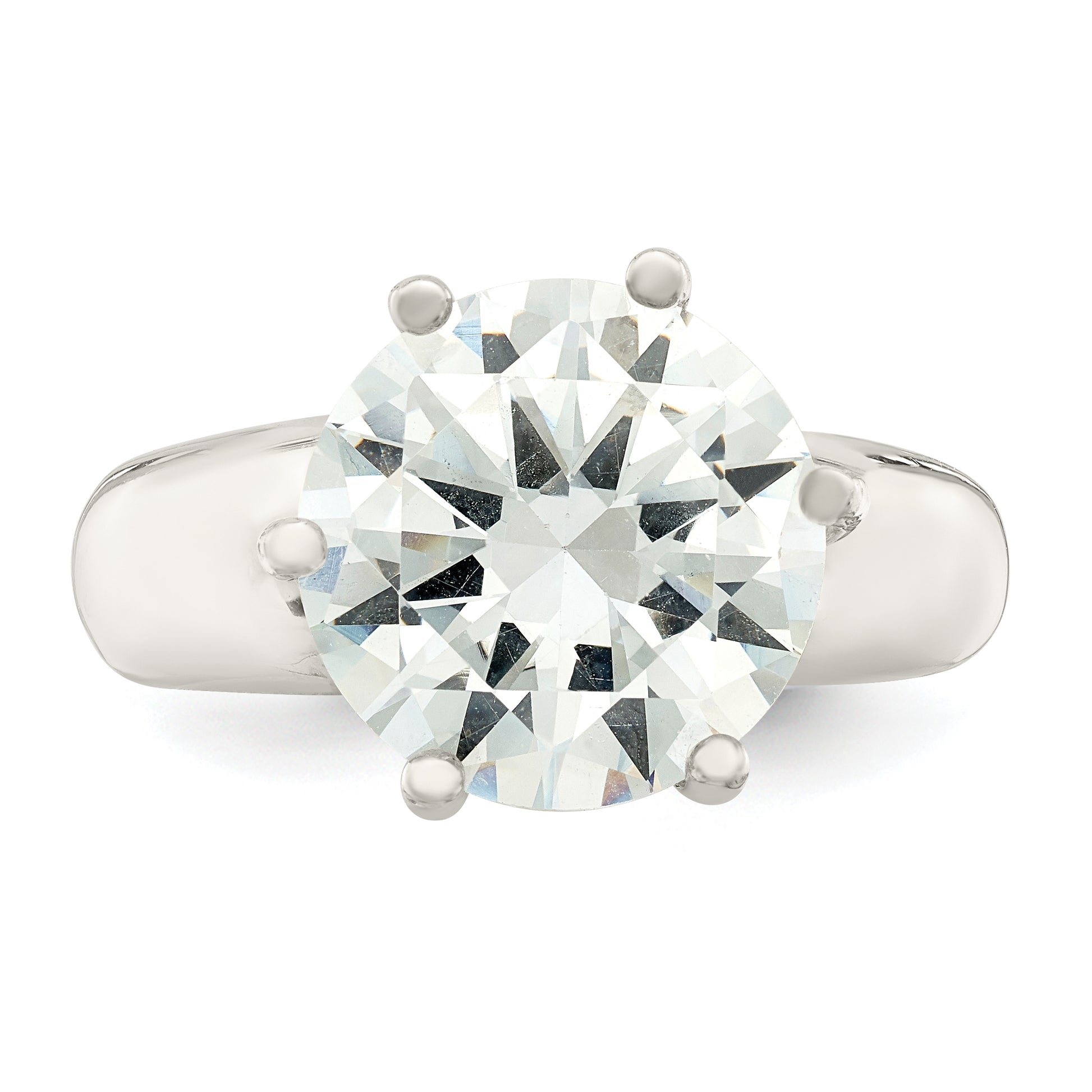 Sterling Silver Solitaire Round Cz Ring