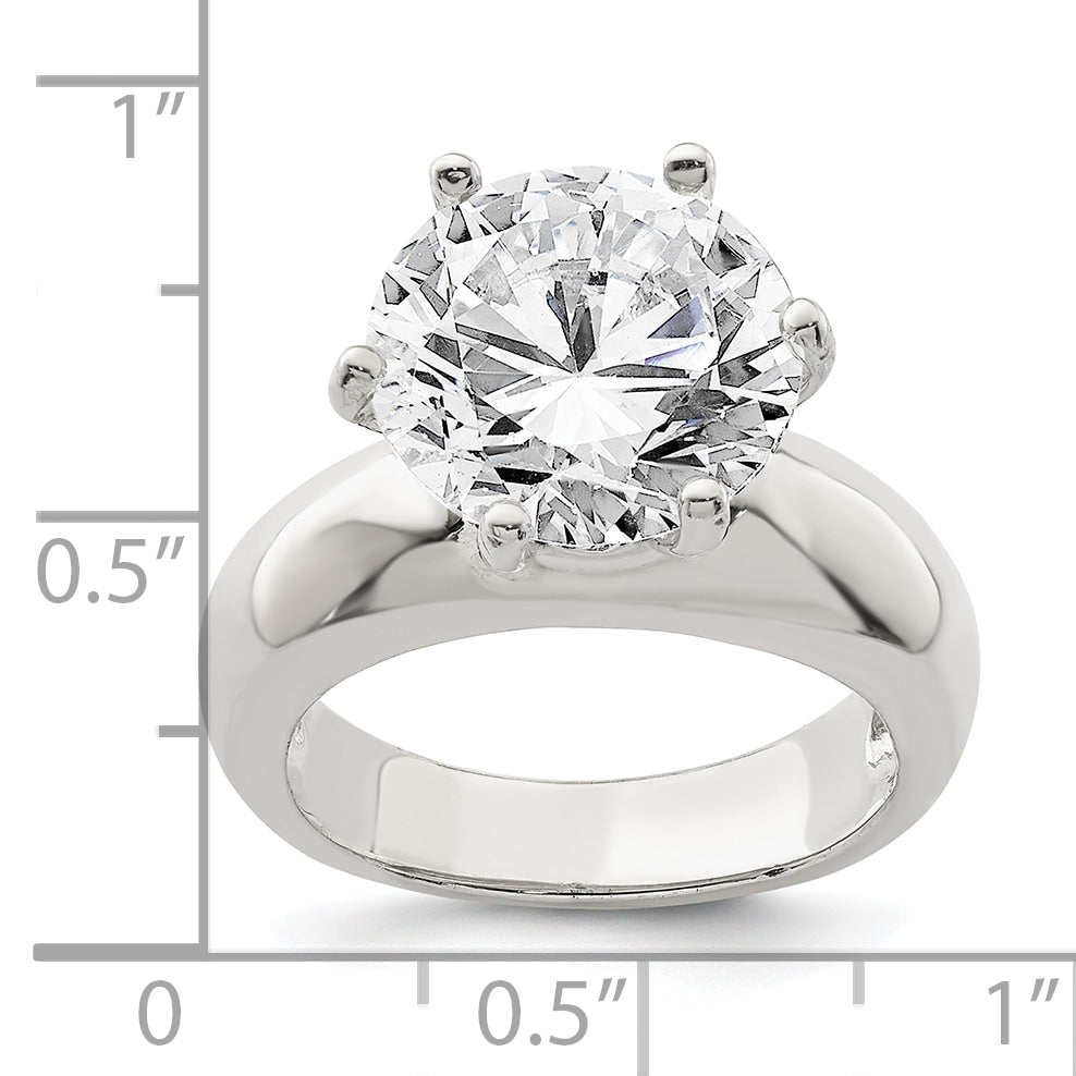 Sterling Silver Solitaire Round Cz Ring