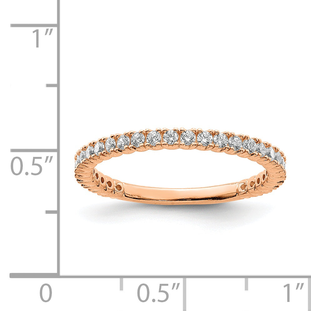 Sterling Silver Shimmer Rose Tone Flash Gold Plated 28 Stone Cz Band
