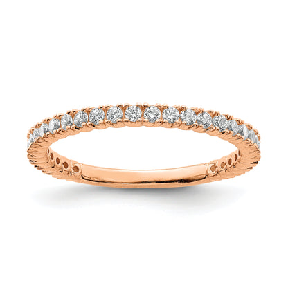 Sterling Silver Shimmer Rose Tone Flash Gold Plated 28 Stone Cz Band