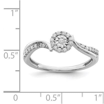Sterling Silver Rhodium Diamond Ring (Size 8 Only)