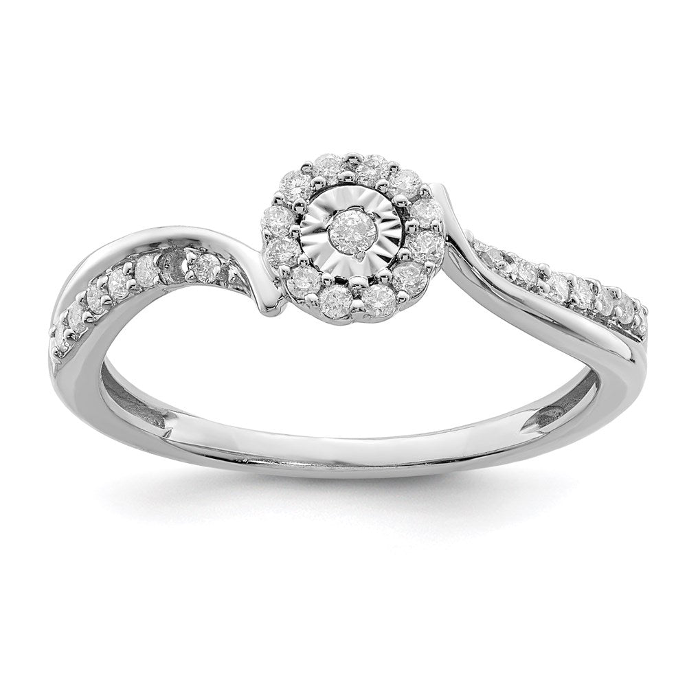 Sterling Silver Rhodium Diamond Ring (Size 8 Only)