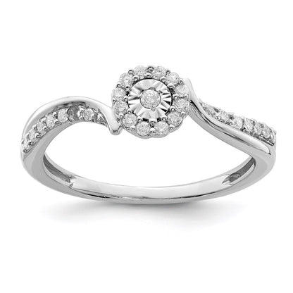 Sterling Silver Rhodium Diamond Ring (Size 8 Only)