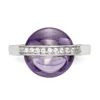 Sterling Silver Amethyst And Cz Ring