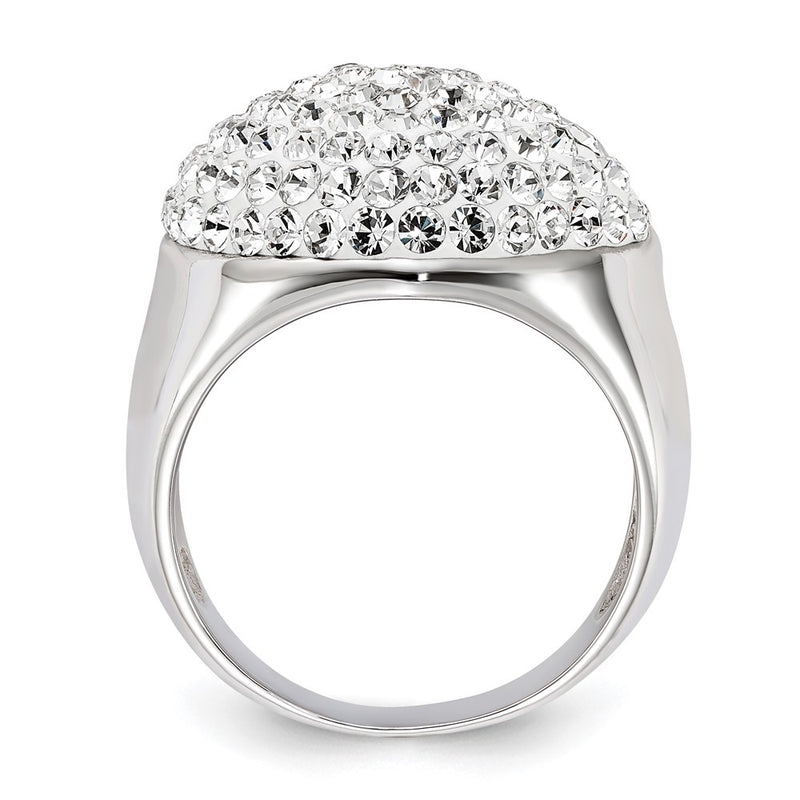Sterling Silver Rhodium Plated Stellux Crystal Heart Ring