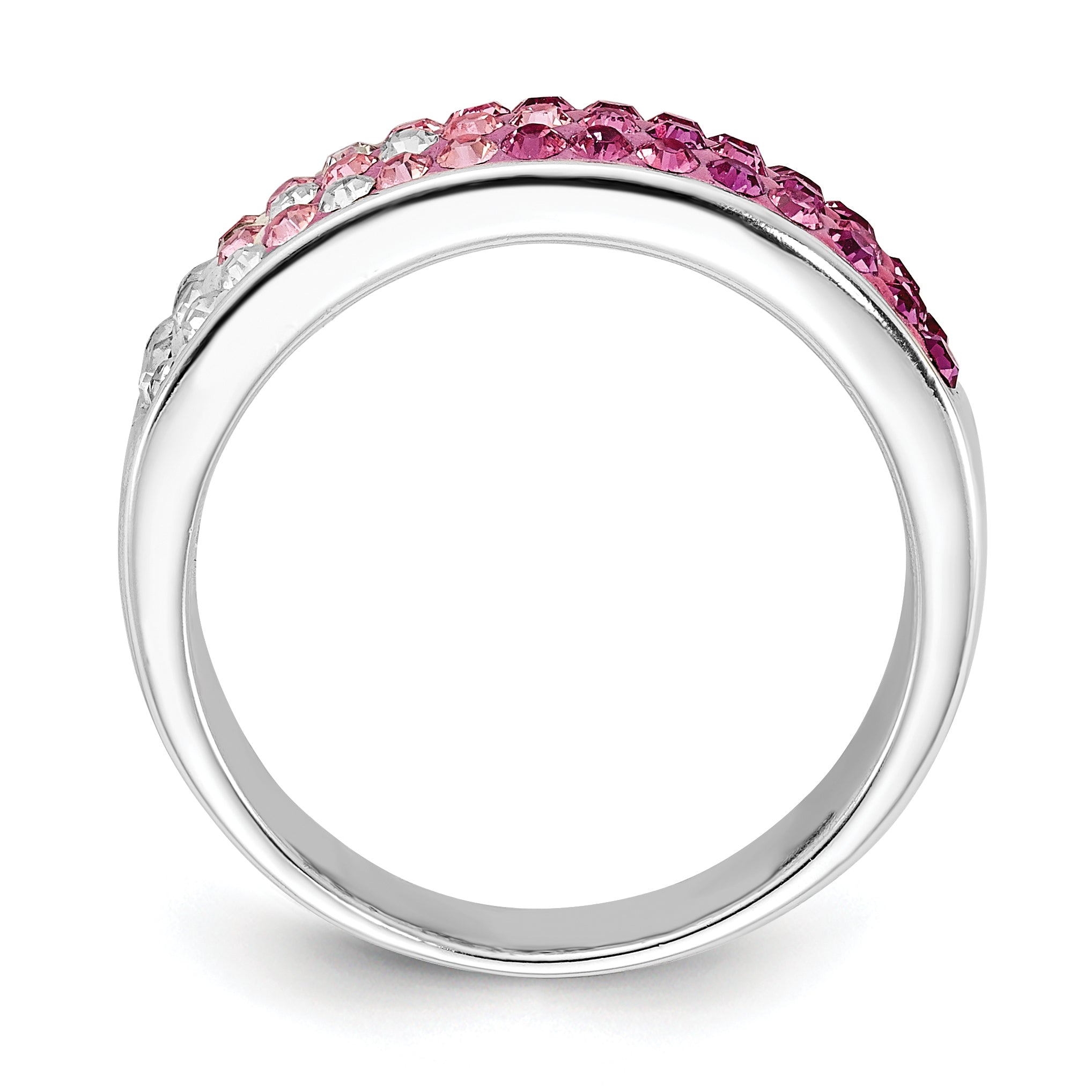 Sterling Silver Stellux Crystal Pink & White Ombre Band Ring (Size 7 Only)