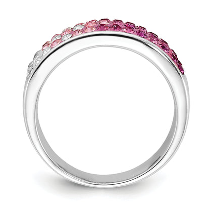 Sterling Silver Stellux Crystal Pink & White Ombre Band Ring (Size 7 Only)