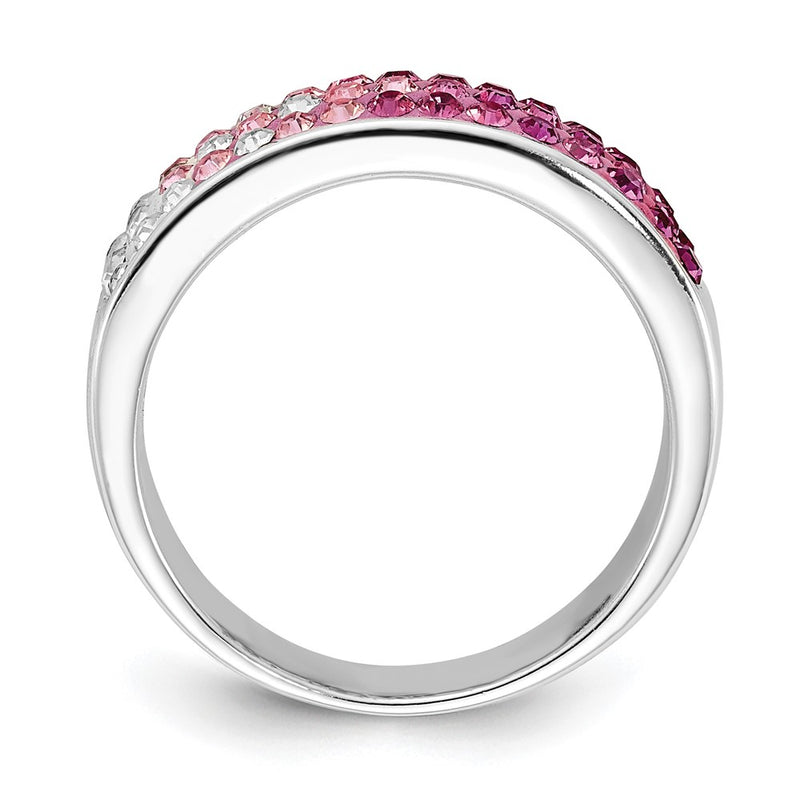 Sterling Silver Stellux Crystal Pink & White Ombre Band Ring (Size 7 Only)