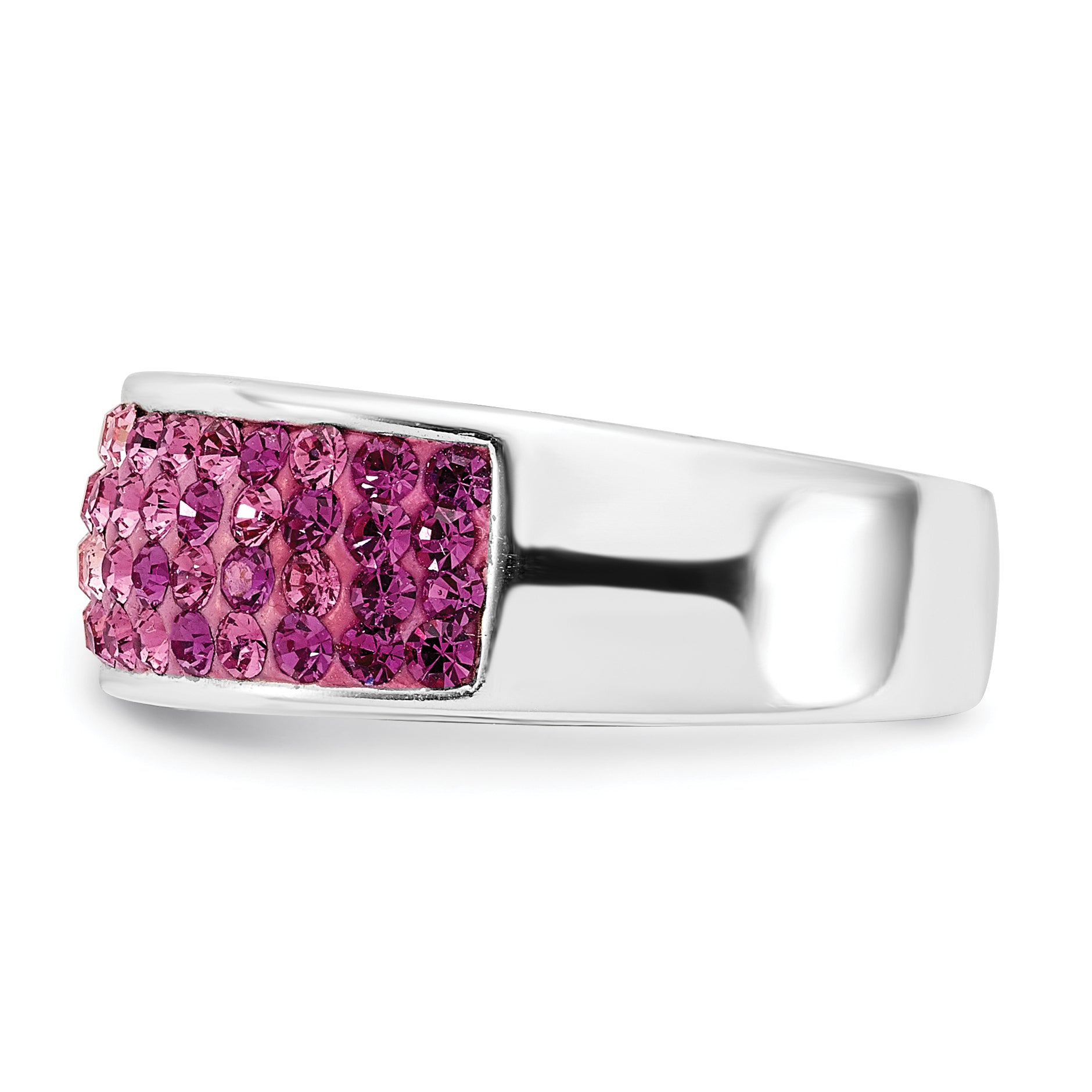 Sterling Silver Stellux Crystal Pink & White Ombre Band Ring (Size 7 Only)