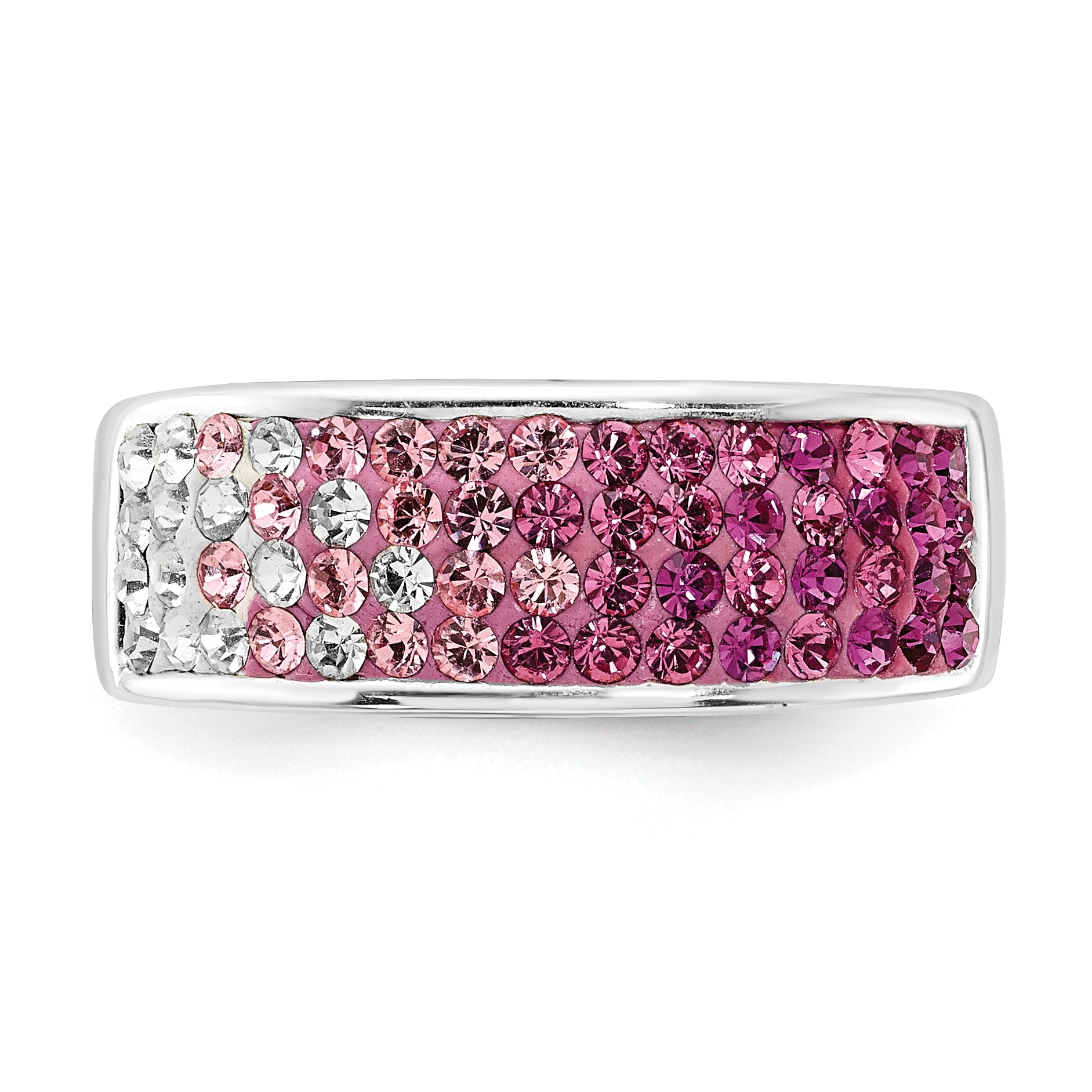 Sterling Silver Stellux Crystal Pink & White Ombre Band Ring (Size 7 Only)