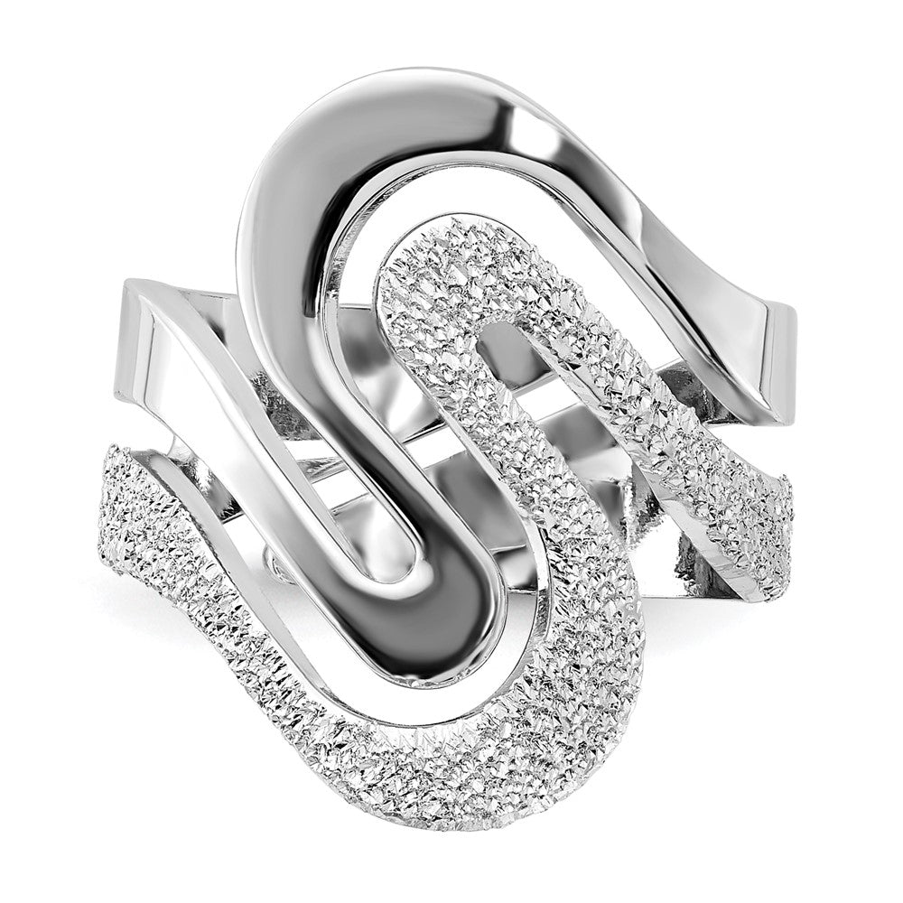 Sterling Silver Polished And Textured Swirl Ring (Size 6 Only)