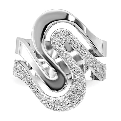 Sterling Silver Polished And Textured Swirl Ring (Size 6 Only)