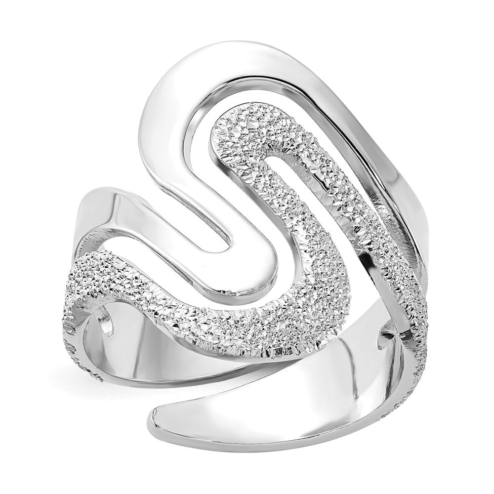 Sterling Silver Polished And Textured Swirl Ring (Size 6 Only)