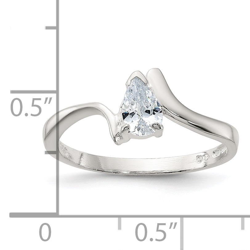 Sterling Silver Pear Shaped Cz Ring