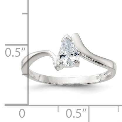 Sterling Silver Pear Shaped Cz Ring