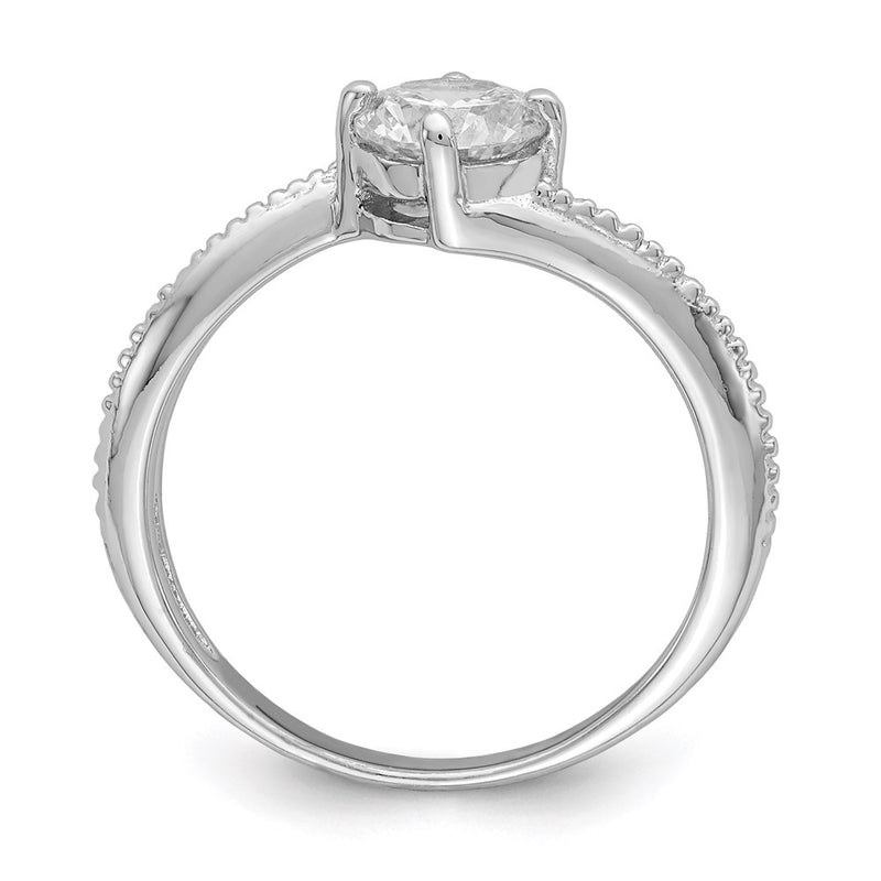 Sterling Silver Rhodium Plated Cz Ring (Size 7 Only)