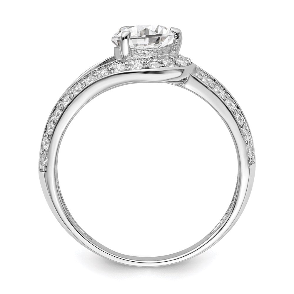 Sterling Silver Rhodium Plated Cz Ring