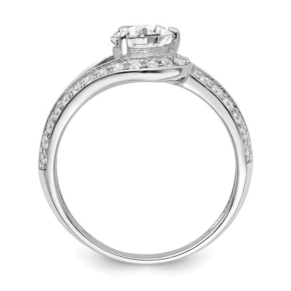 Sterling Silver Rhodium Plated Cz Ring