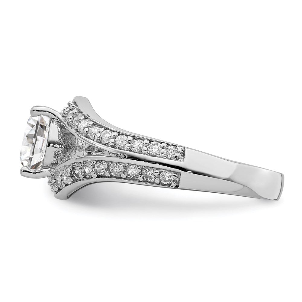 Sterling Silver Rhodium Plated Cz Ring