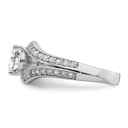 Sterling Silver Rhodium Plated Cz Ring