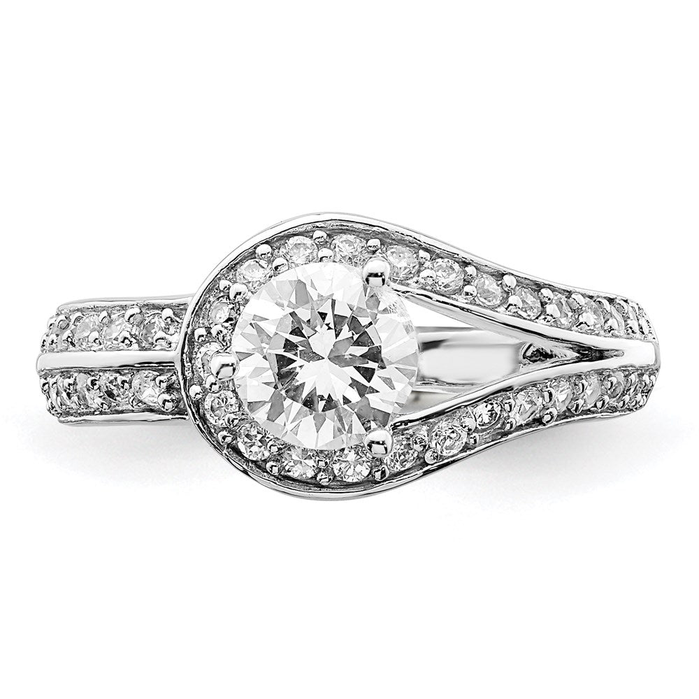 Sterling Silver Rhodium Plated Cz Ring