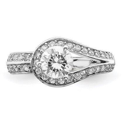 Sterling Silver Rhodium Plated Cz Ring