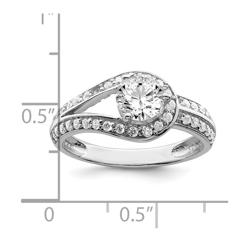 Sterling Silver Rhodium Plated Cz Ring