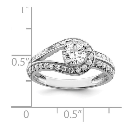 Sterling Silver Rhodium Plated Cz Ring