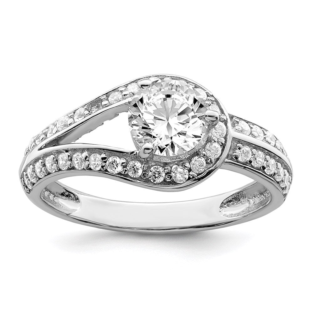 Sterling Silver Rhodium Plated Cz Ring