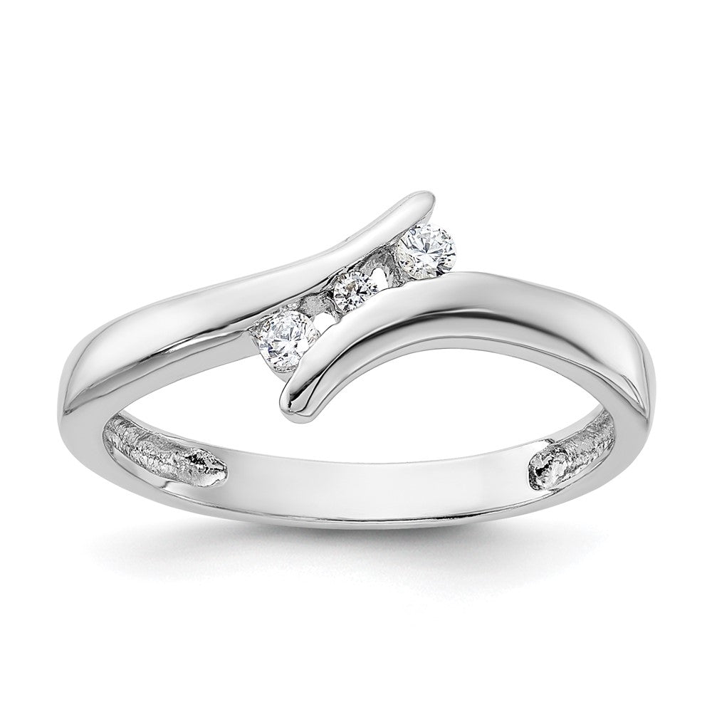 Sterling Silver Rhodium Plated Cz Ring