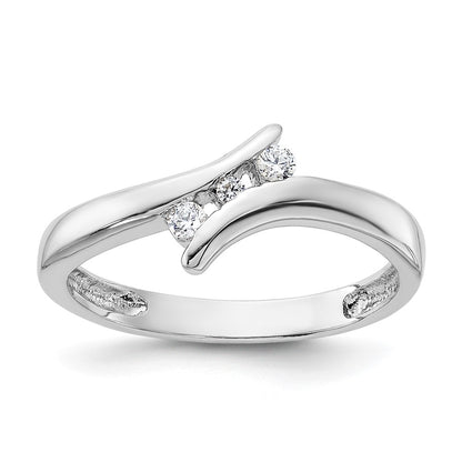 Sterling Silver Rhodium Plated Cz Ring