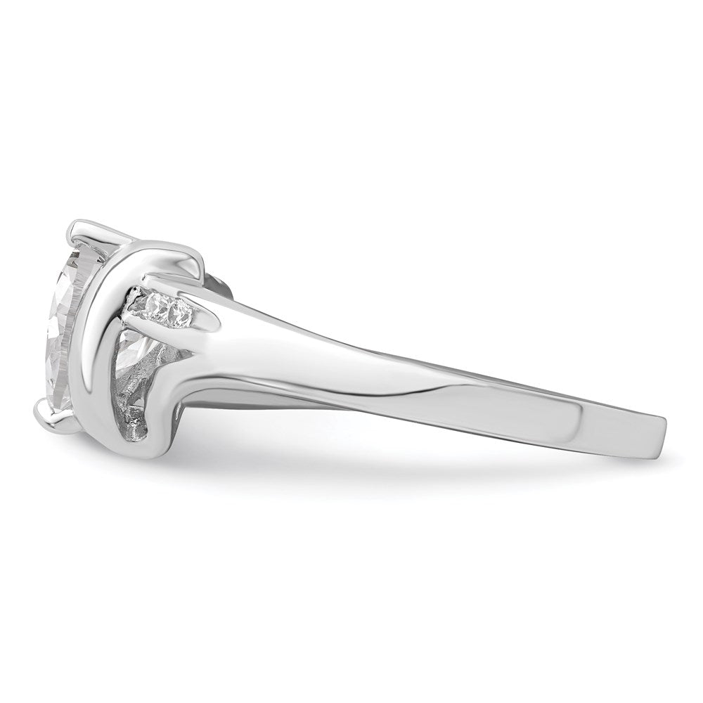 Sterling Silver Rhodium Plated Cz Heart Ring