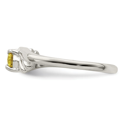 Sterling Silver Yellow Oval Cz Ring (Size 8 Only)