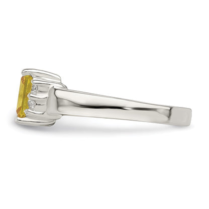 Sterling Silver Yellow & White Cz Ring