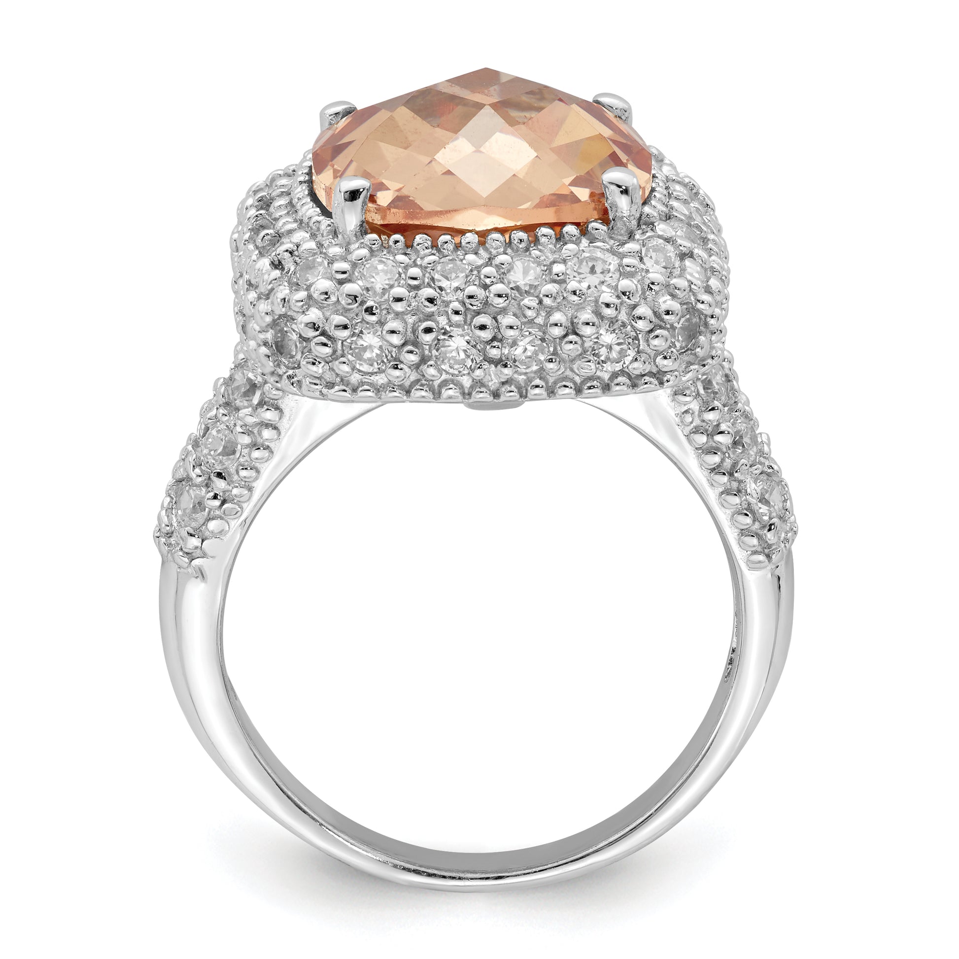 Sterling Silver Champagne & Clear Cz Ring