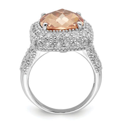 Sterling Silver Champagne & Clear Cz Ring