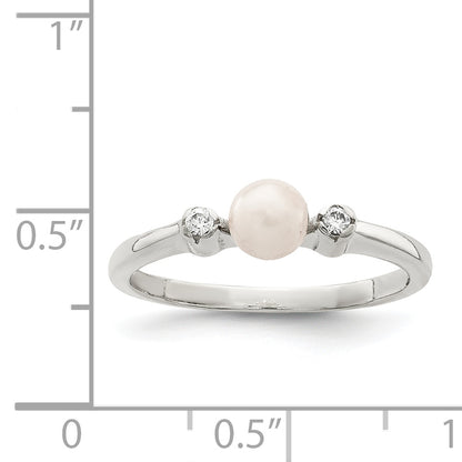 Sterling Silver Cz Imitation Pearl Ring