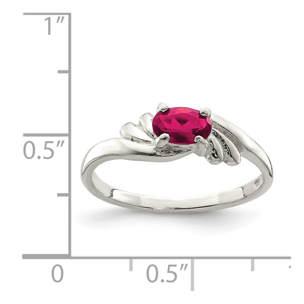 Sterling Silver Red Oval Cz Ring